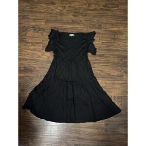 Max Studio Black Short Sleeve Fit & Flare Dress Sz:M